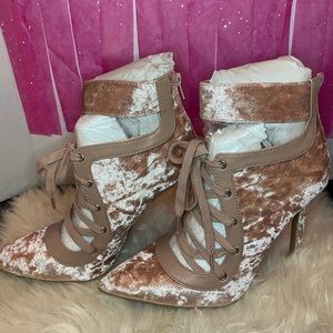 Velvet Lace-Up Heels